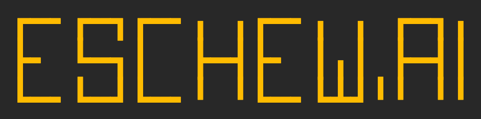eschew.ai logo in terminal amber and made with toilet -f future
